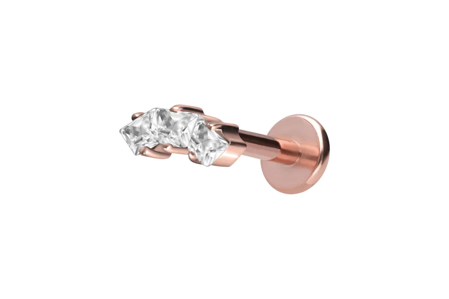 Titan Labret mit Innengewinde EINGEFASSTE KRISTALLTRAPEZE